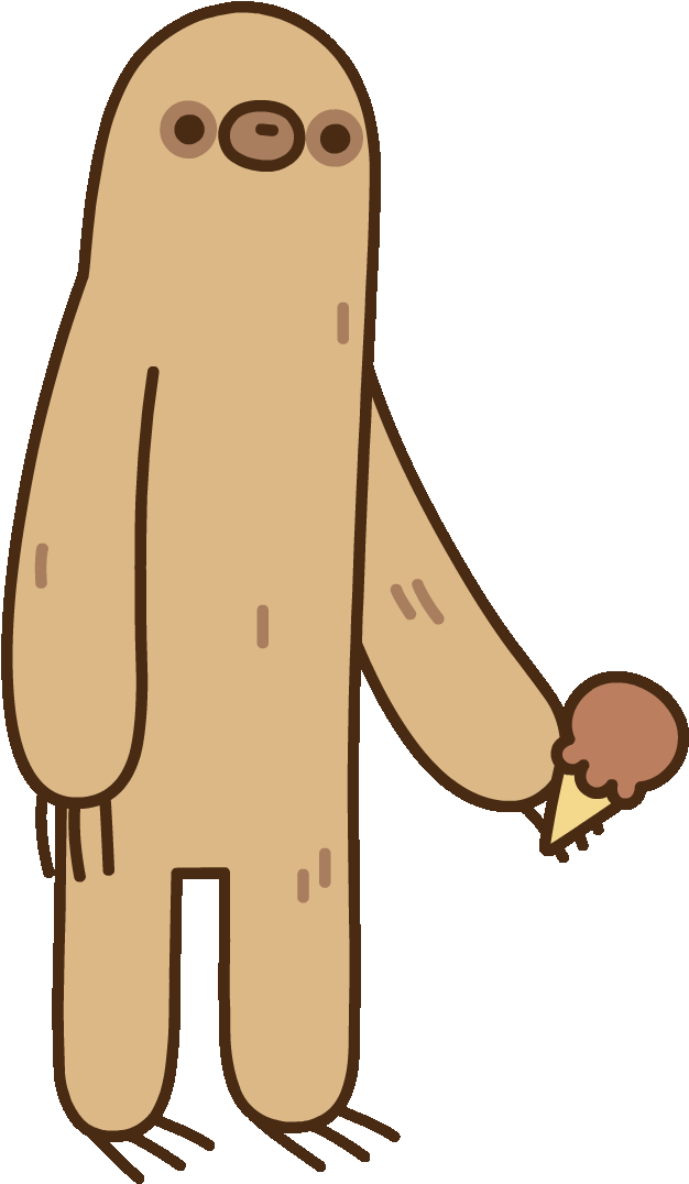 Cartoon Sloth Holding Ice Cream PNG Image