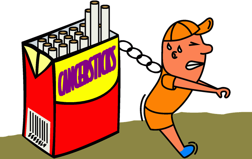 Cartoon Smoking Addiction Chain PNG Image