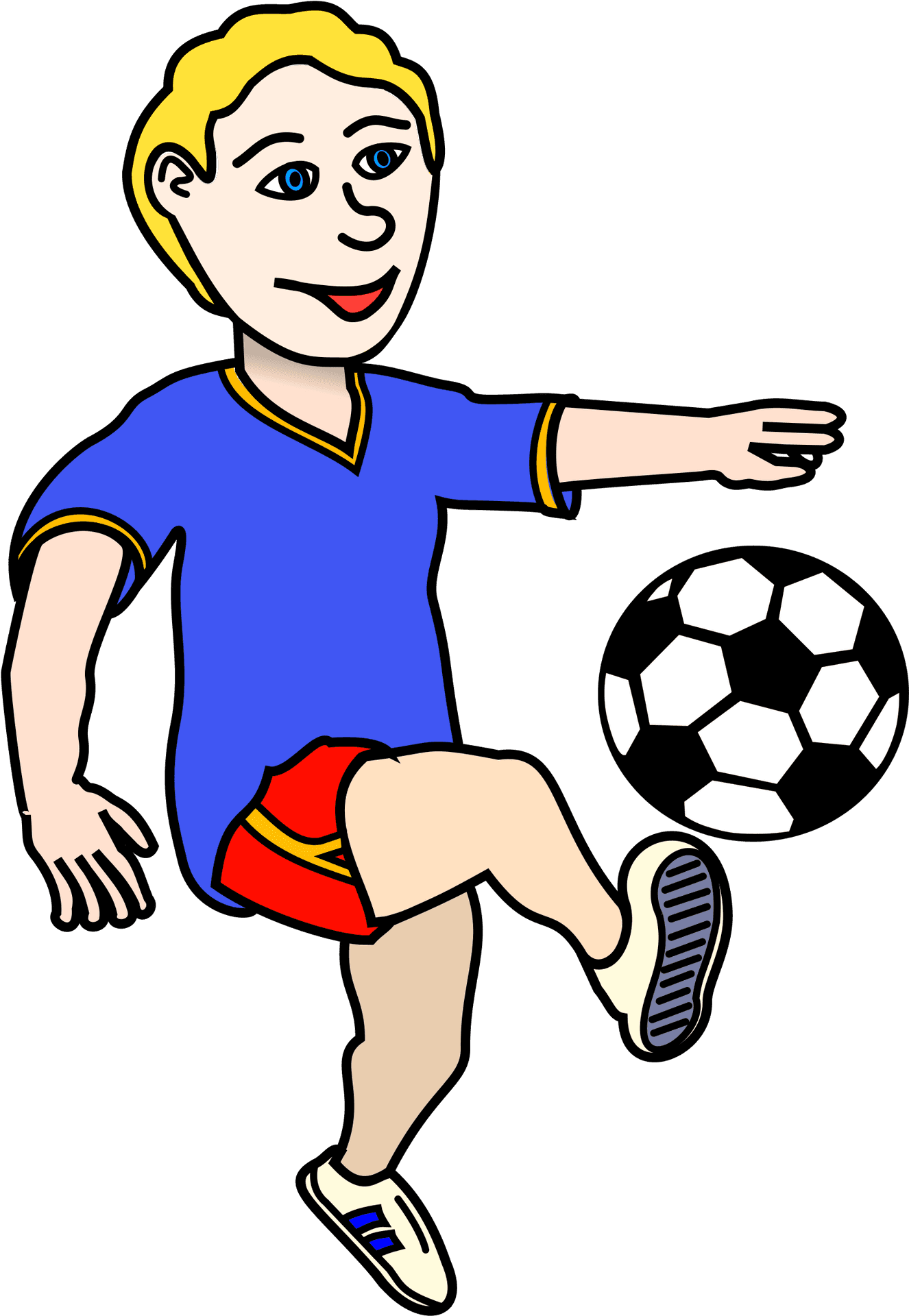 Cartoon Soccer Player Kicking Ball.png PNG Image