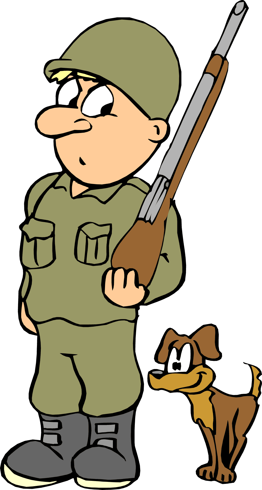 Cartoon Soldierand Dog PNG Image