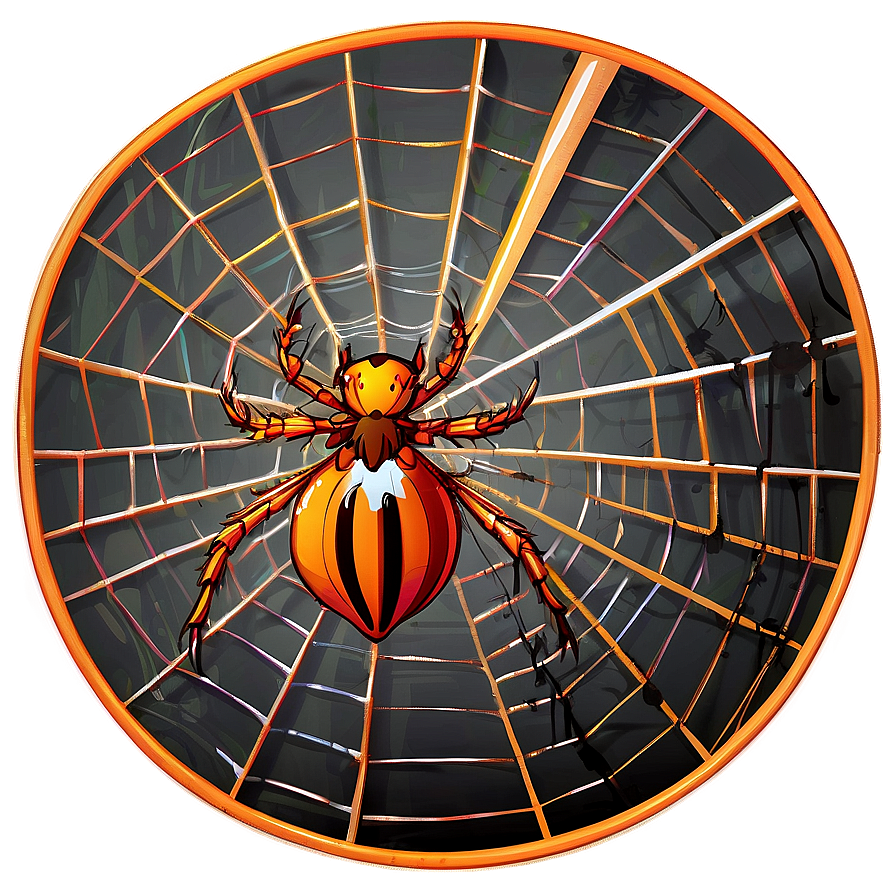 Cartoon Spideron Web PNG Image