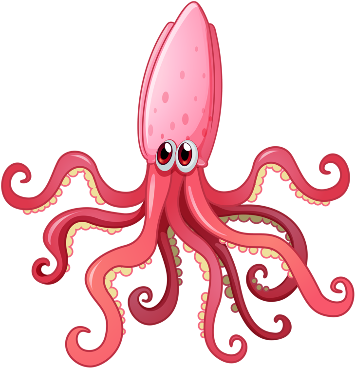 Cartoon Squid Illustration PNG Image