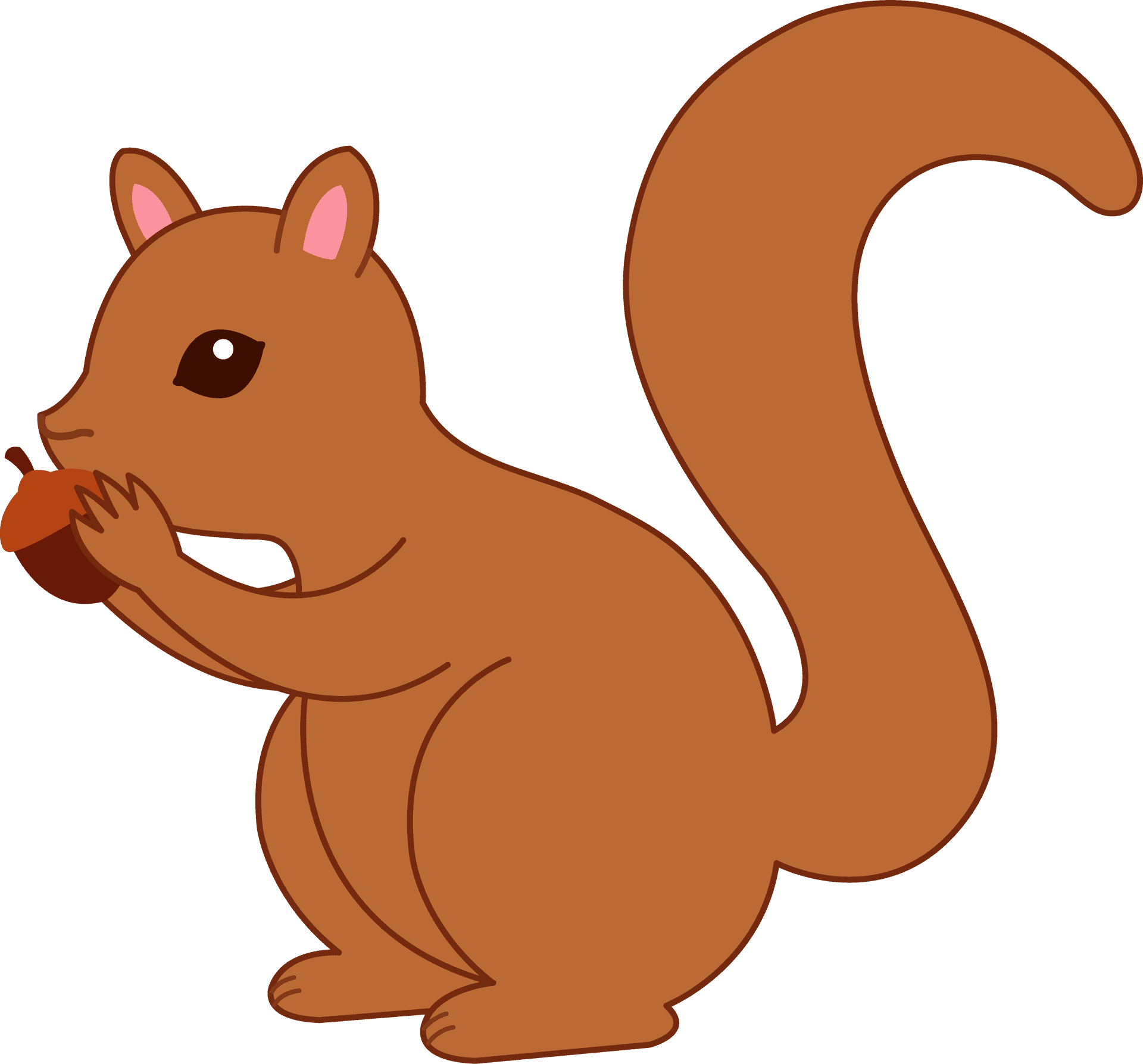 Cartoon Squirrel Eating Acorn PNG Image