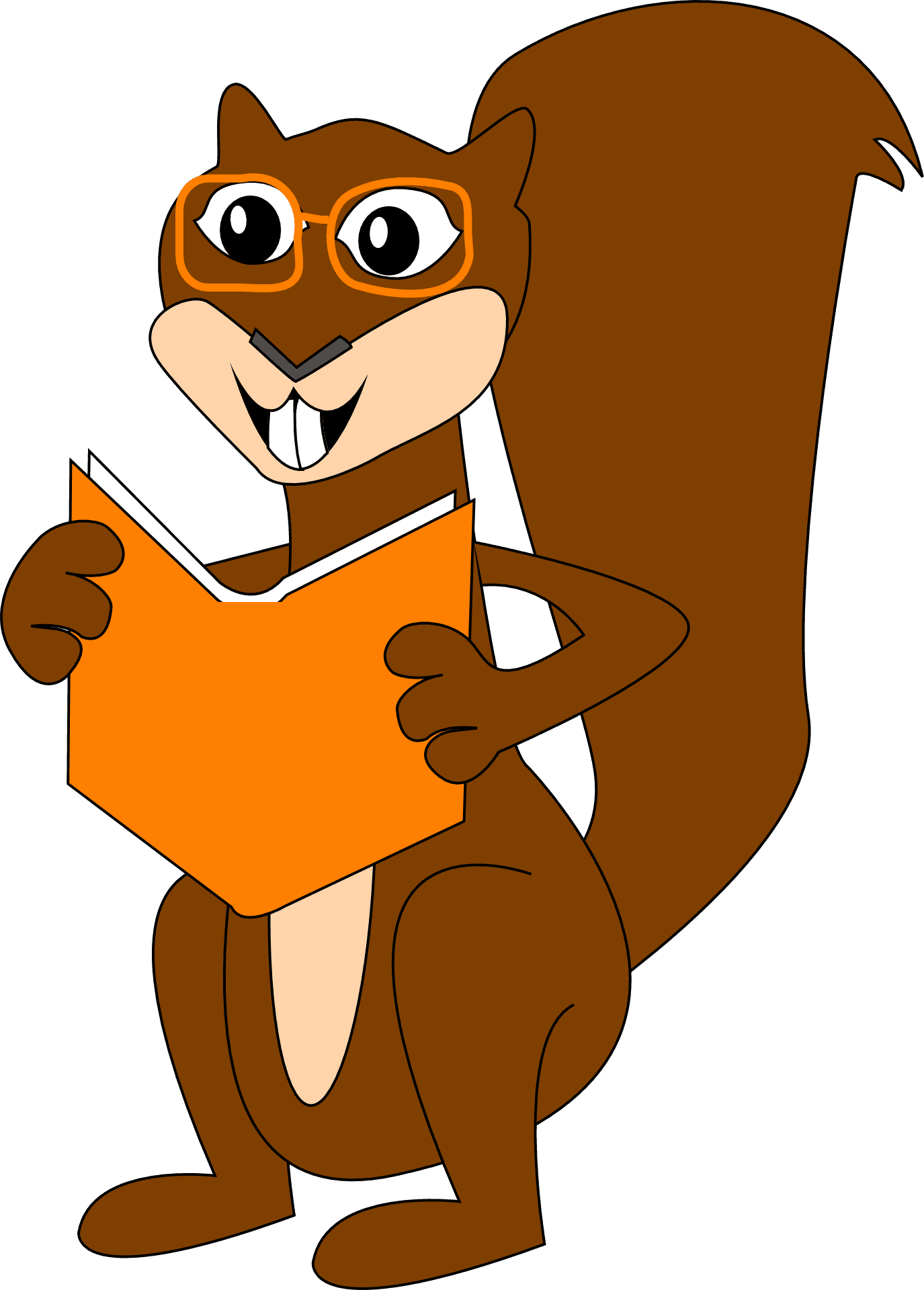 Cartoon Squirrel Reading Book.png PNG Image