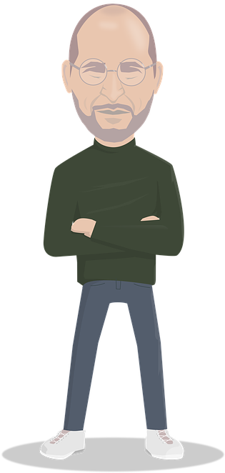 Cartoon Steve Jobs Standing PNG Image