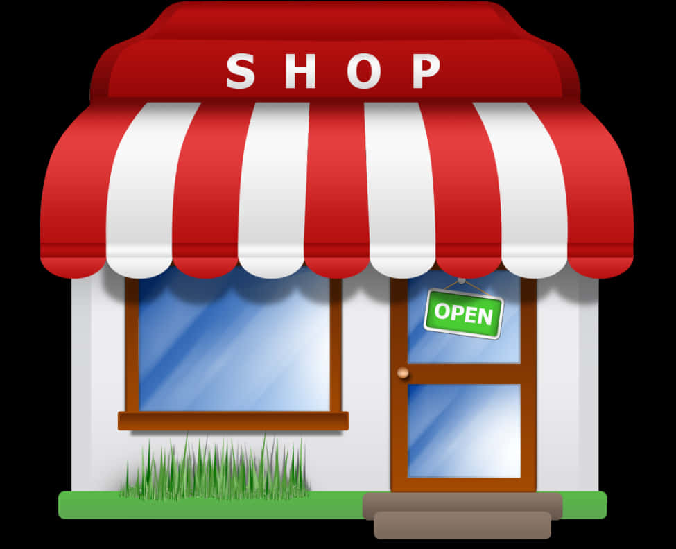 Cartoon Storefront Open Sign PNG Image