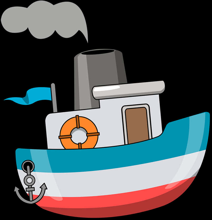 Cartoon Style Colorful Boat Illustration PNG Image