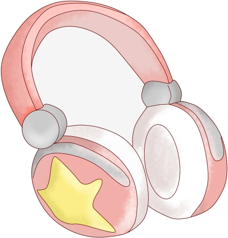 Cartoon Style Pink Headphoneswith Star PNG Image