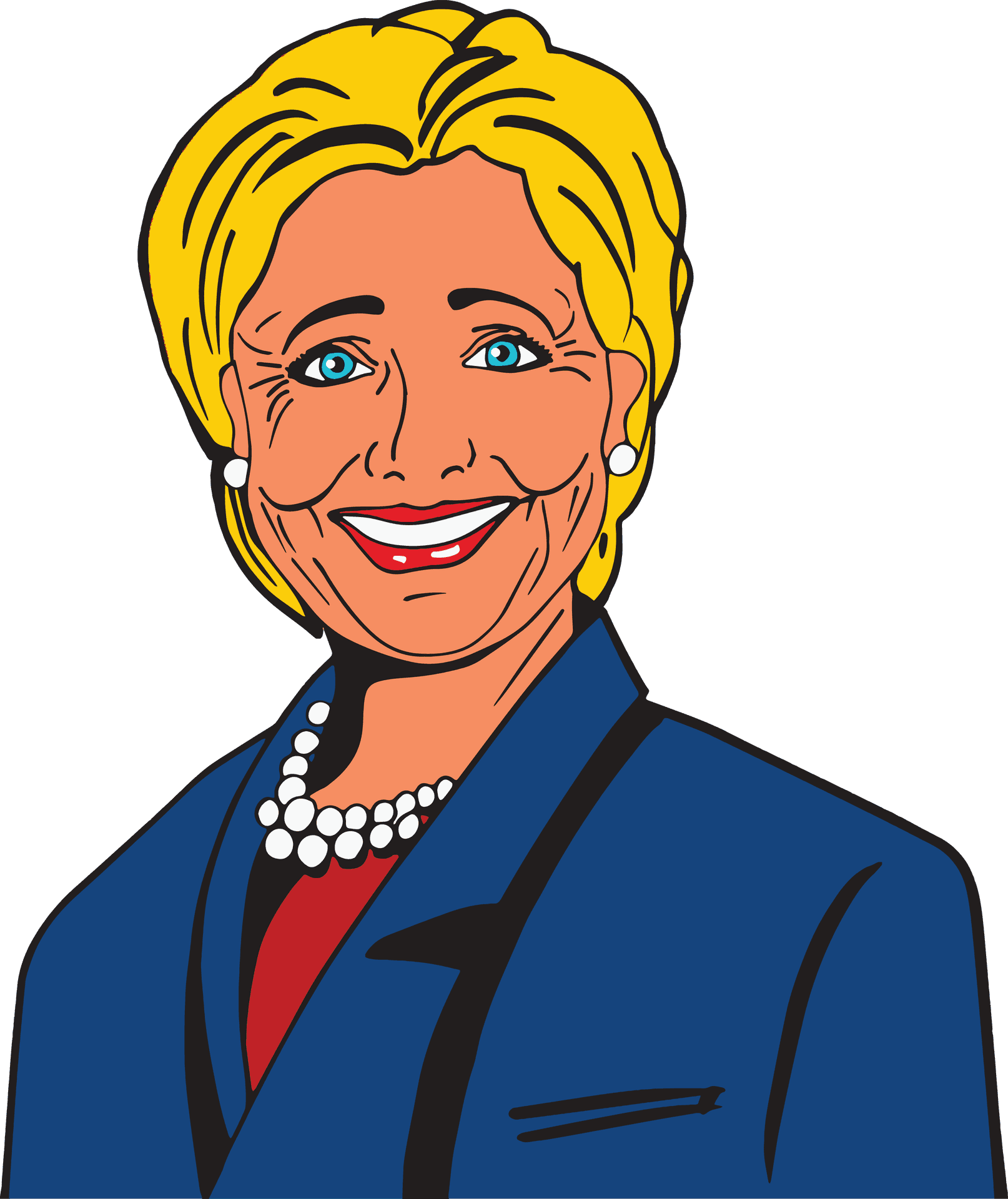 Cartoon Style Portraitofa Womanin Blue Suit PNG Image