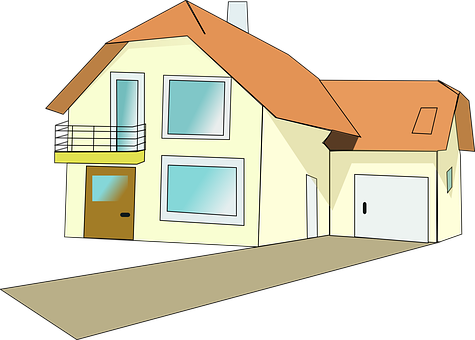 Cartoon Style Suburban House PNG Image