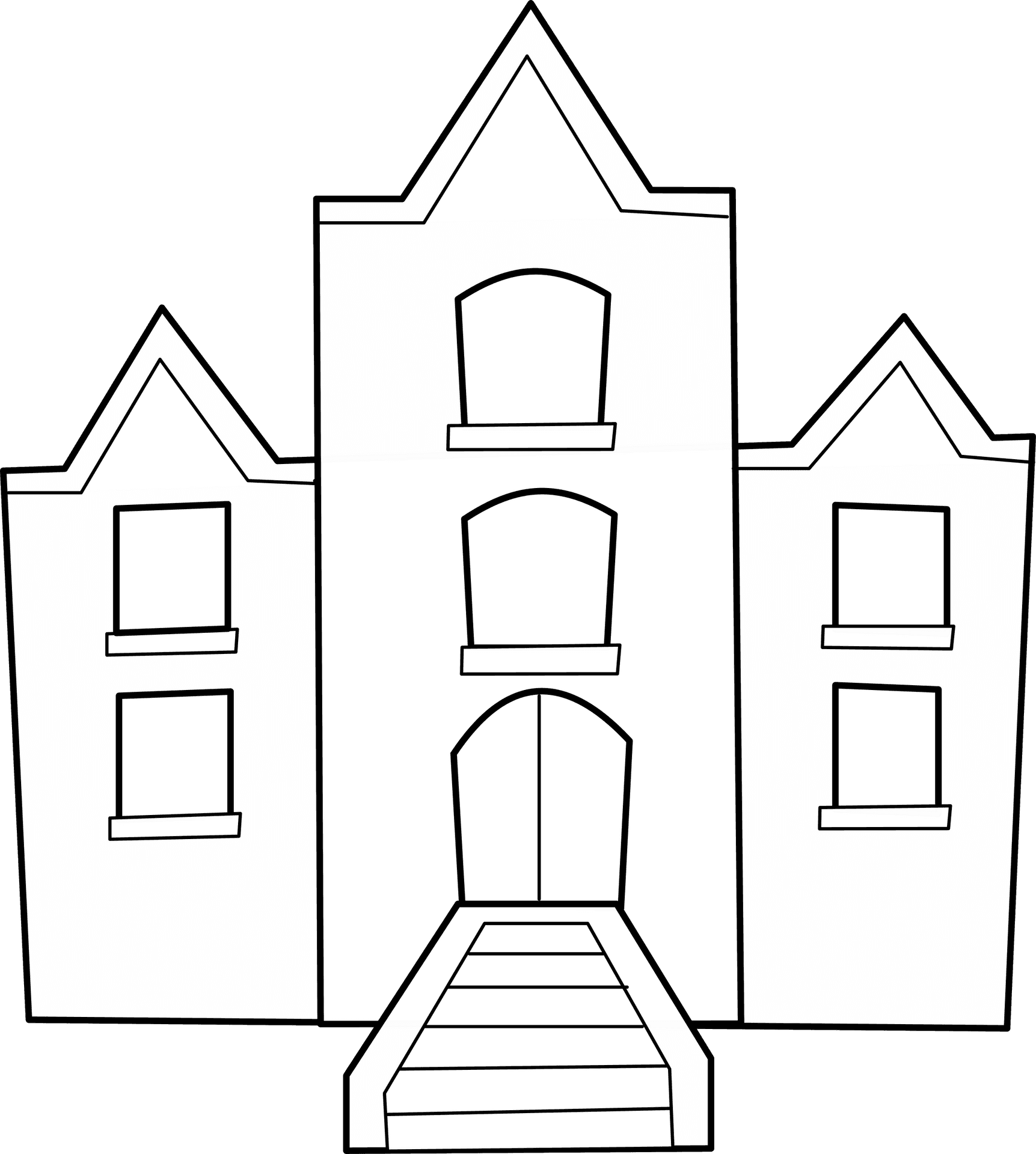 Cartoon Style Townhouse Drawing PNG Image