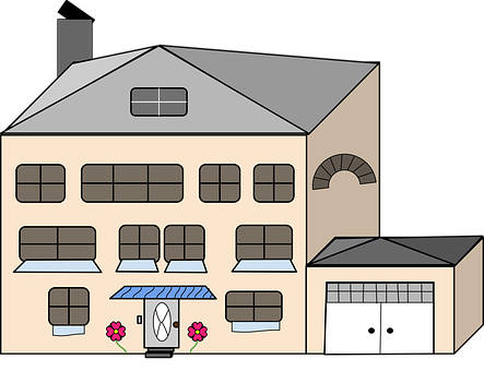 Cartoon Style Two Story House PNG Image