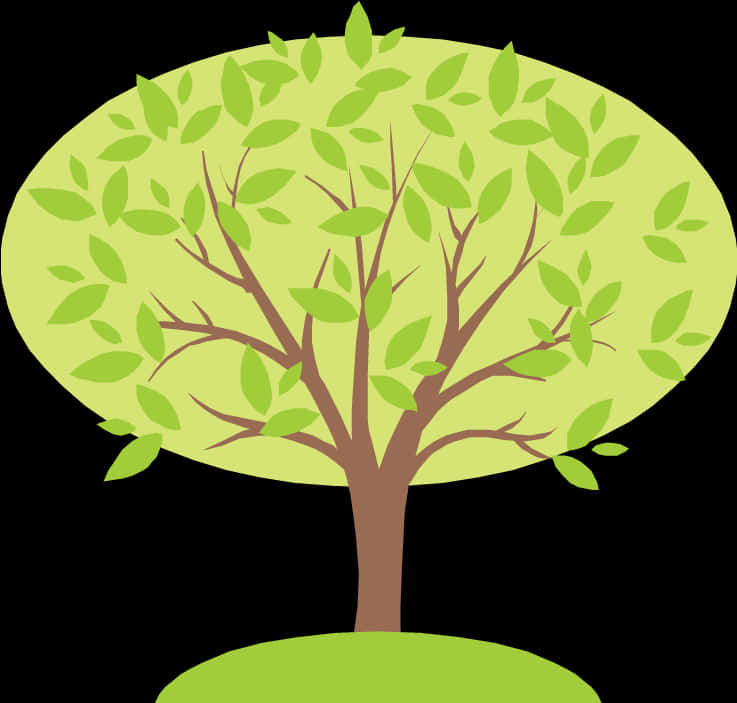 Cartoon Style Vibrant Tree Graphic PNG Image