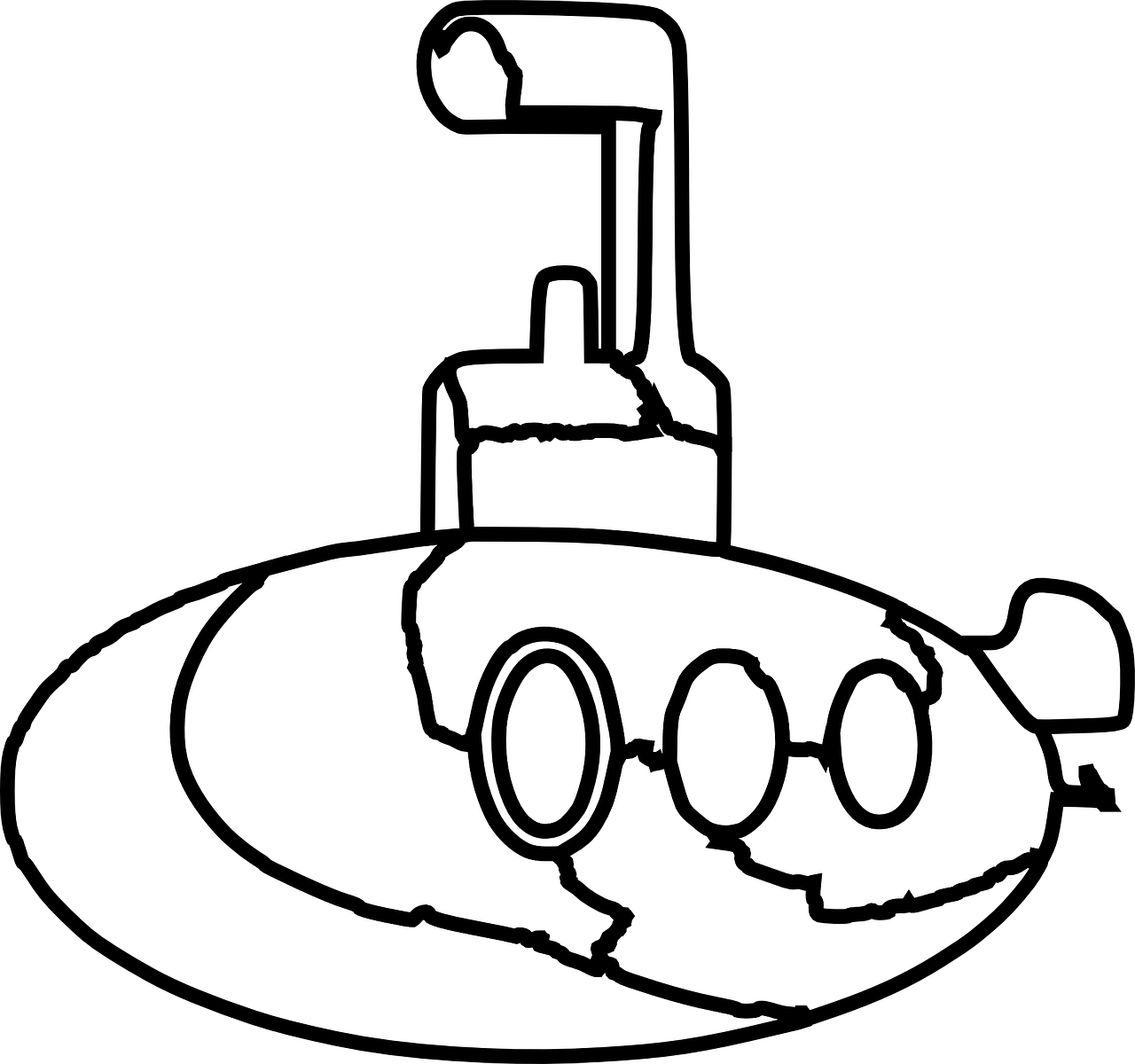 Cartoon_ Submarine_ Outline.png PNG Image