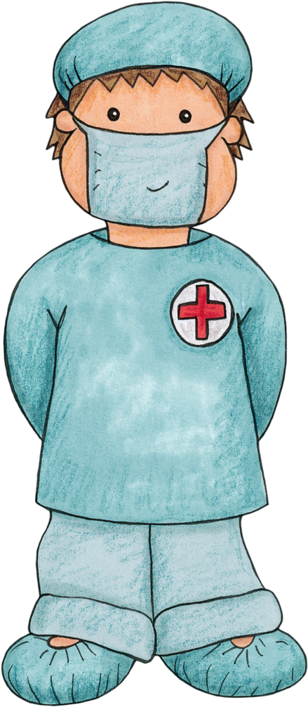 Cartoon Surgeonin Scrubs PNG Image