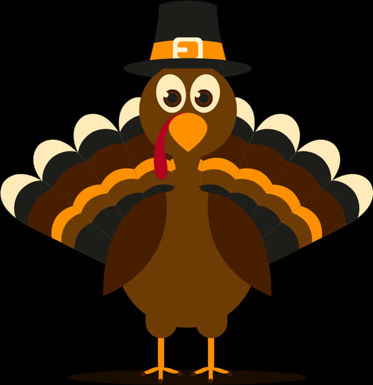 Cartoon Thanksgiving Turkeywith Pilgrim Hat PNG Image