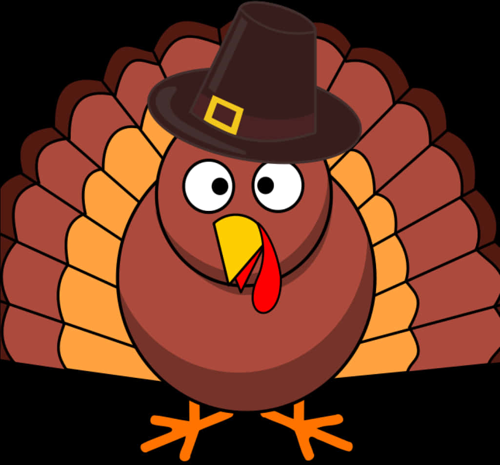 Cartoon Thanksgiving Turkeywith Pilgrim Hat PNG Image