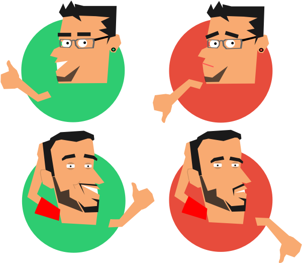 Cartoon Thumbs Upand Down Reactions PNG Image