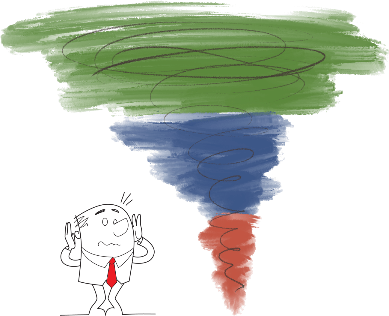 Cartoon Tornado Approaching Man PNG Image