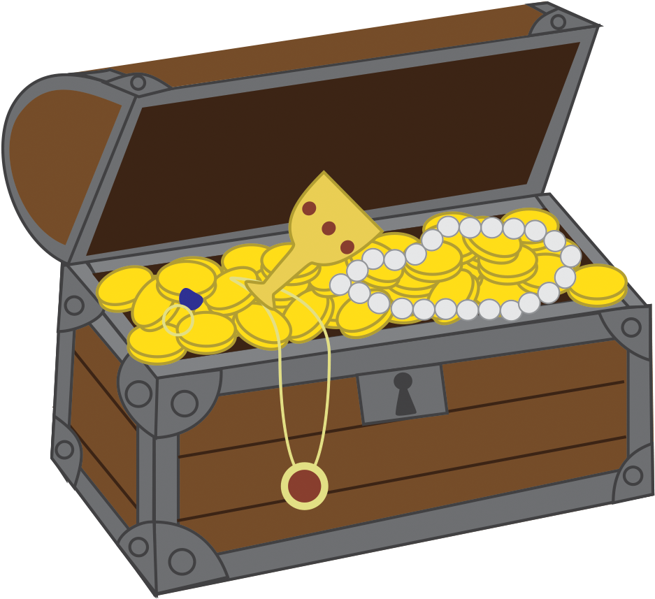 Cartoon Treasure Chestwith Goldand Jewels.png PNG Image