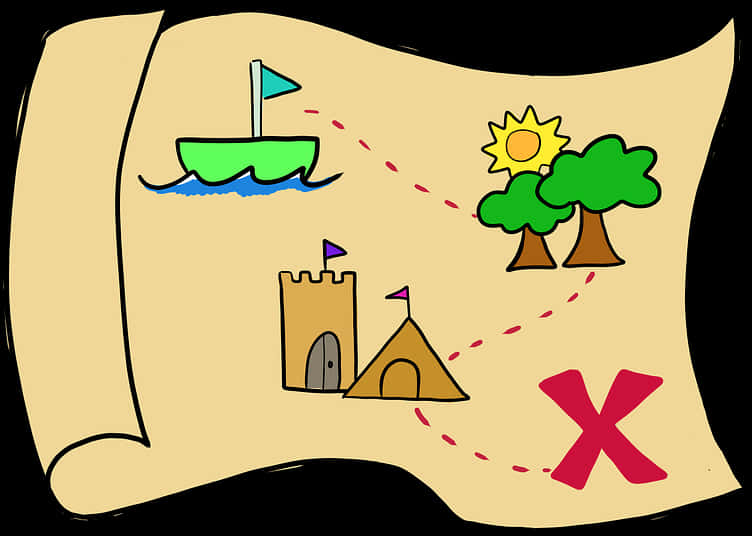 Cartoon Treasure Map Illustration PNG Image