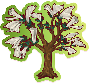 Cartoon Tree With Plastic Bags PNG Image