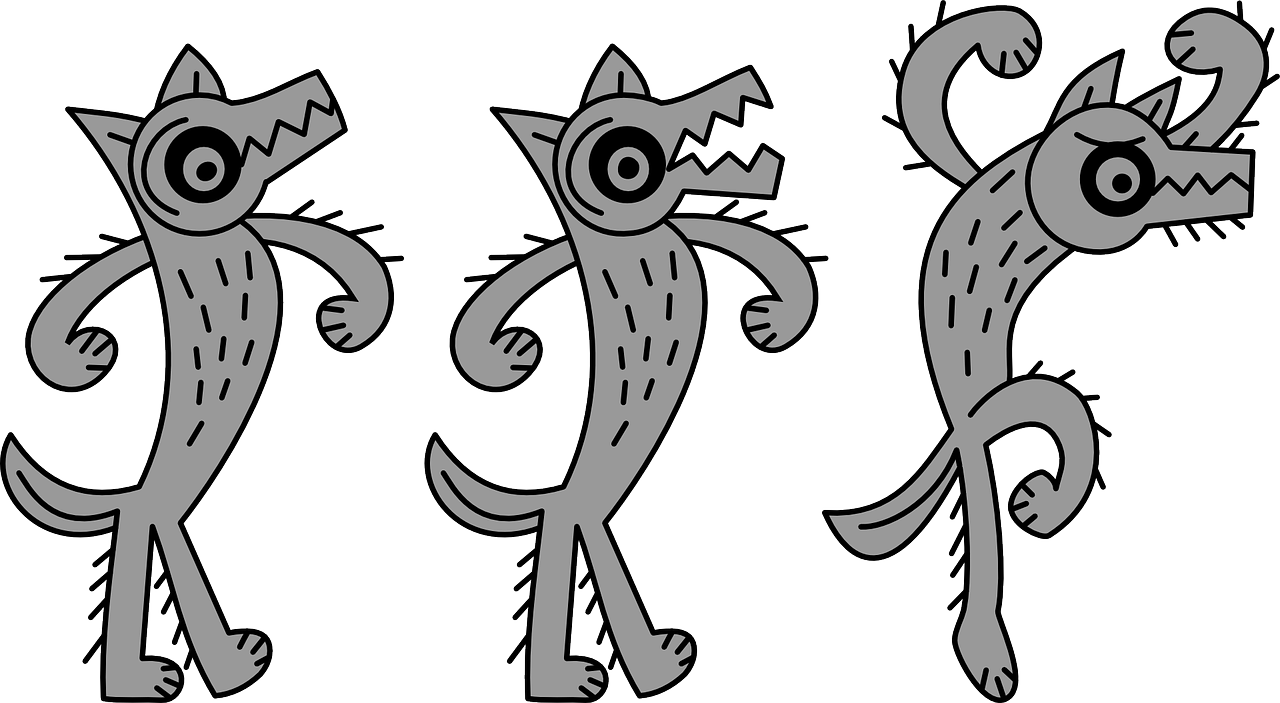 Cartoon Trioof Wolves Dancing PNG Image