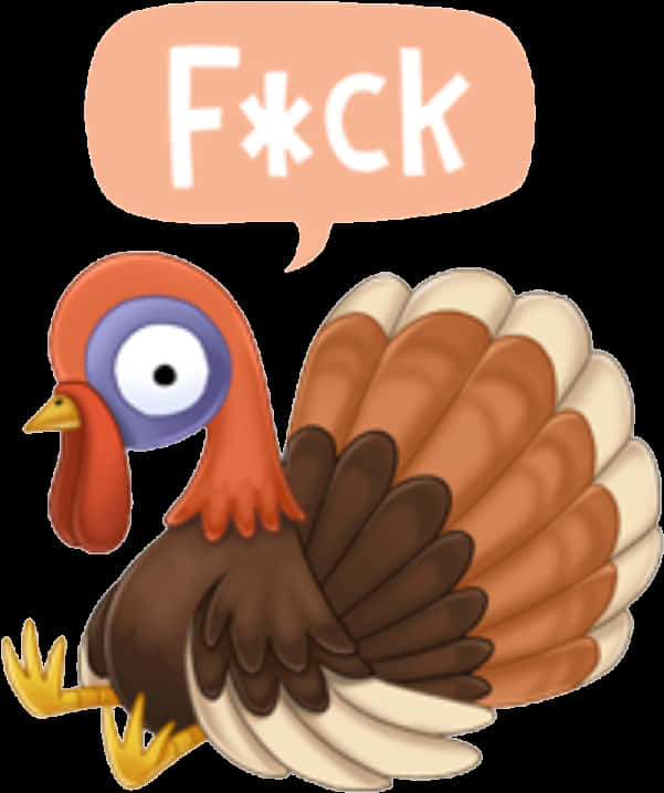 Cartoon Turkey Expletive Bubble PNG Image