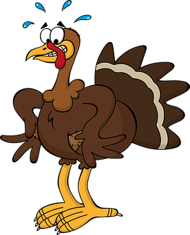 Cartoon Turkey Sweating Fear PNG Image