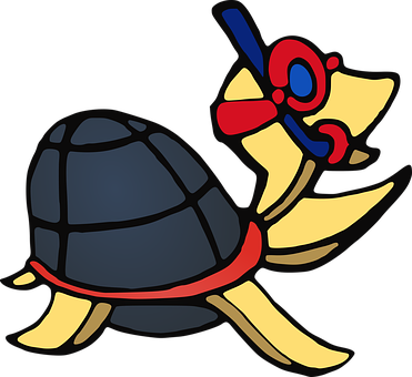 Cartoon Turtle With Snorkel Gear PNG Image