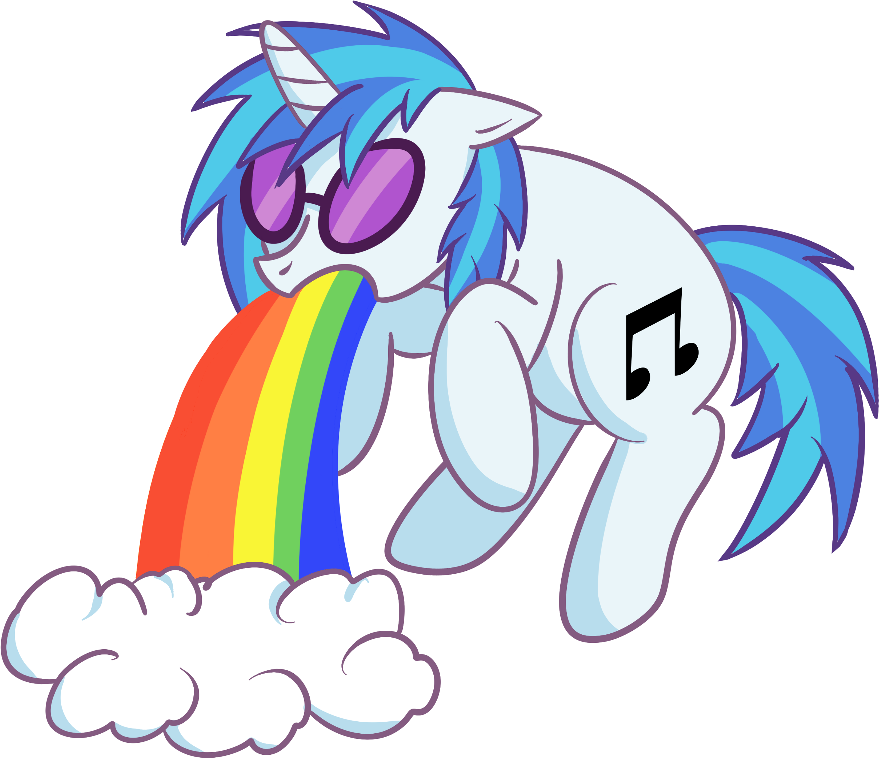 Cartoon Unicorn Rainbow Vomit PNG Image