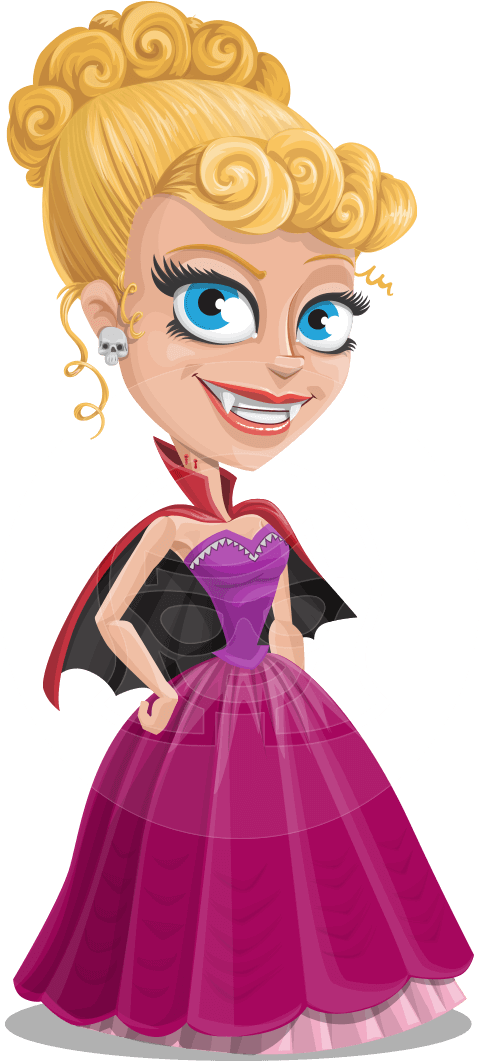 Cartoon Vampire Ladyin Gown PNG Image