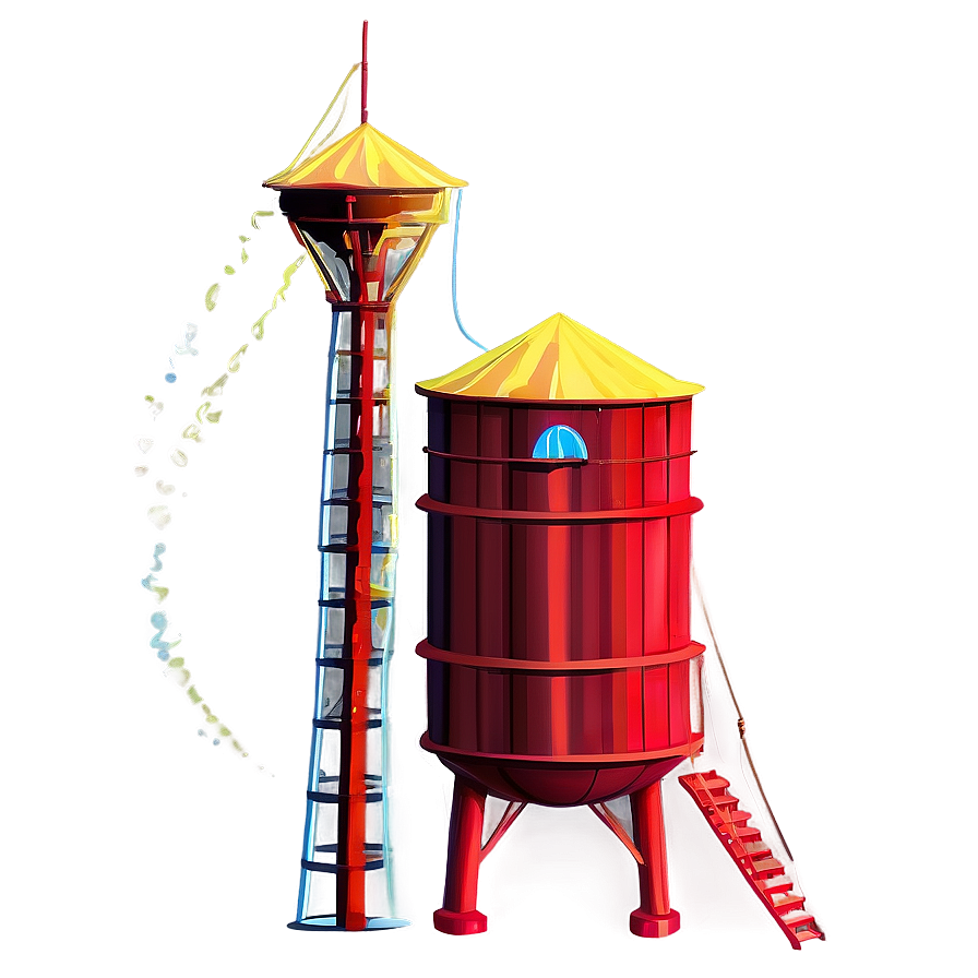 Cartoon Water Tower Fun Png Rec88 PNG Image