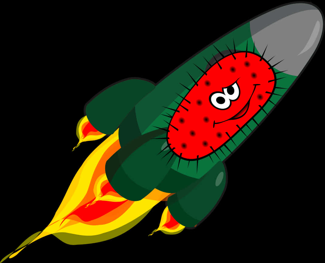 Cartoon Watermelon Rocket Illustration PNG Image