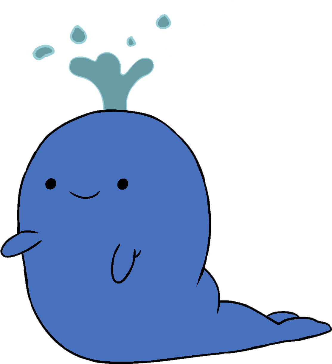 Cartoon Whale Spouting Water PNG Image