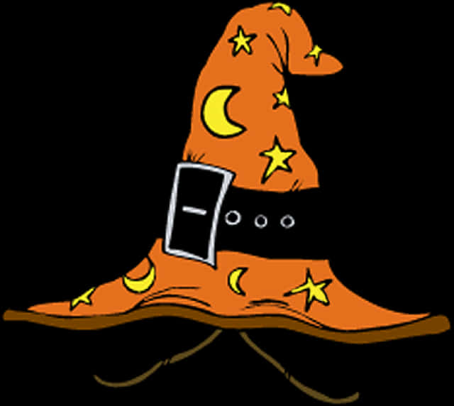 Cartoon Witch Hatwith Starsand Moon PNG Image