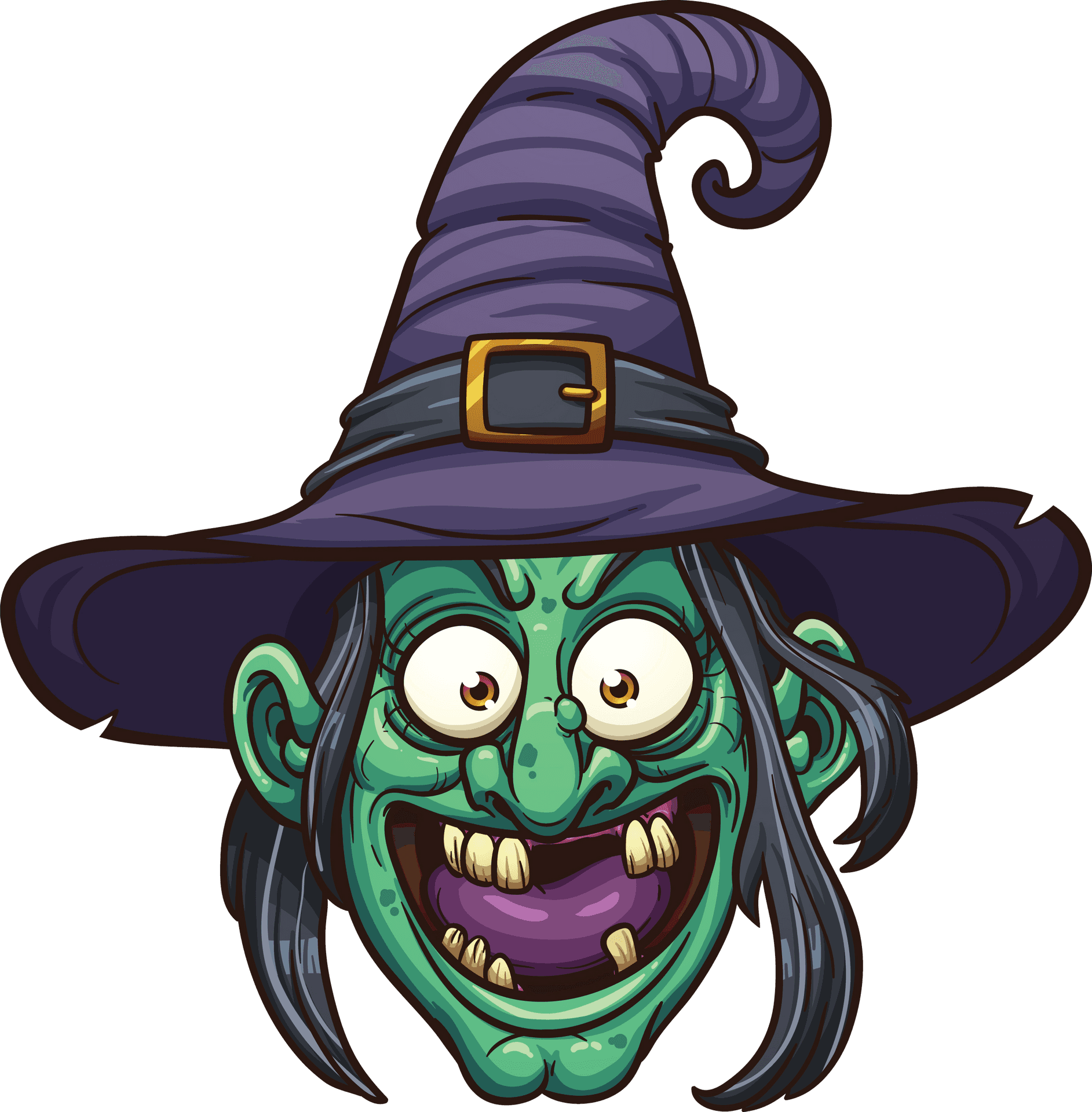 Cartoon Witch Portrait PNG Image