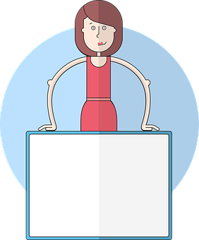 Cartoon Woman Holding Sign PNG Image