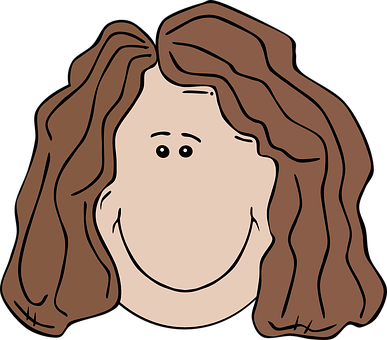 Cartoon Woman Smiling Brown Hair PNG Image