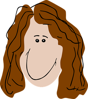 Cartoon Woman Smiling Portrait PNG Image