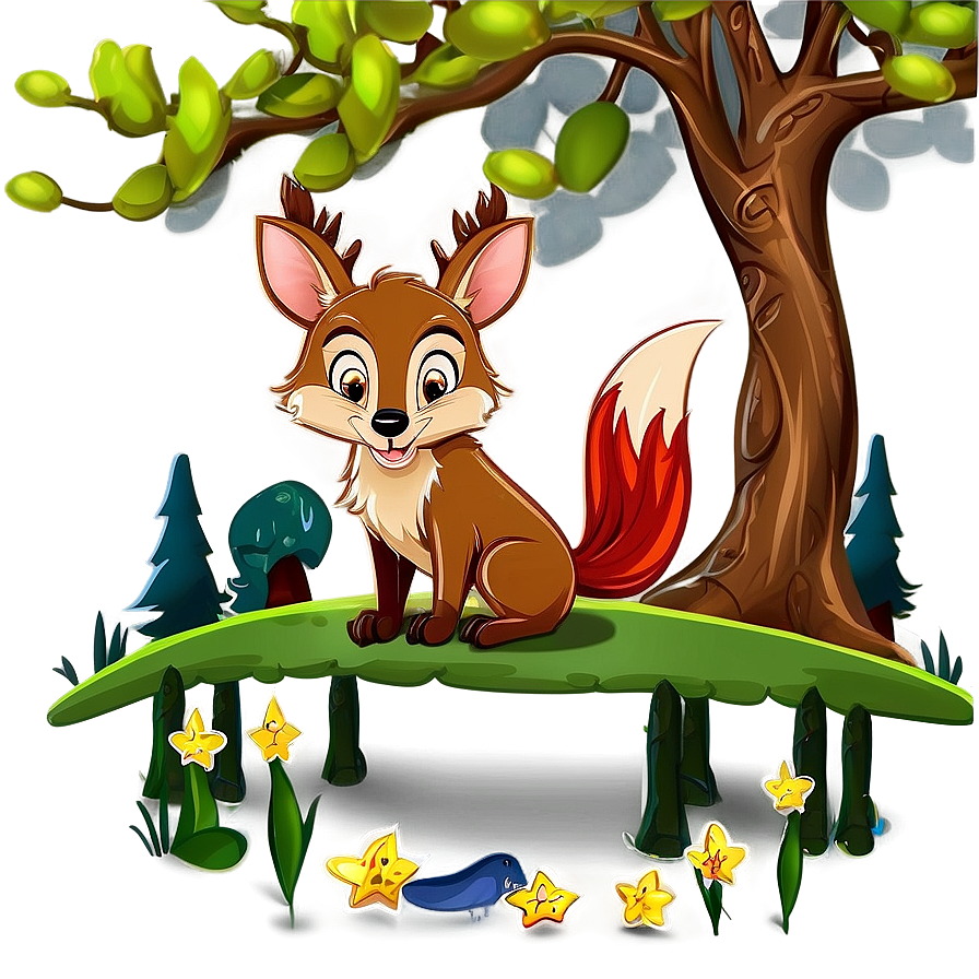 Cartoon Woodland Animal Scene Png Yqo PNG Image