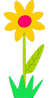 Cartoon Yellow Flower Graphic PNG Image