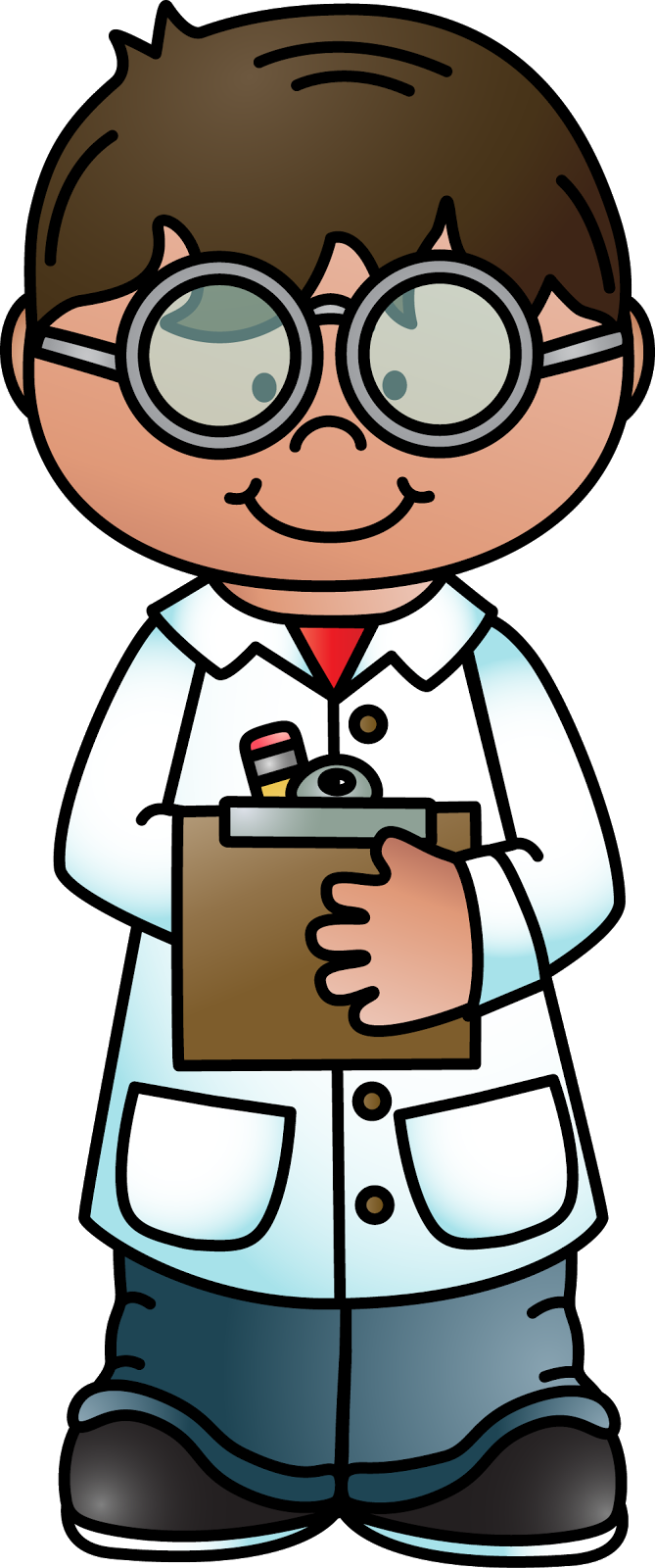 Cartoon Young Scientistwith Clipboard PNG Image