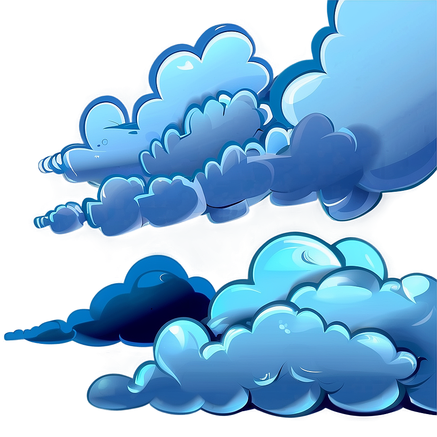 Cartoonish Blue Clouds Png 06202024 PNG Image