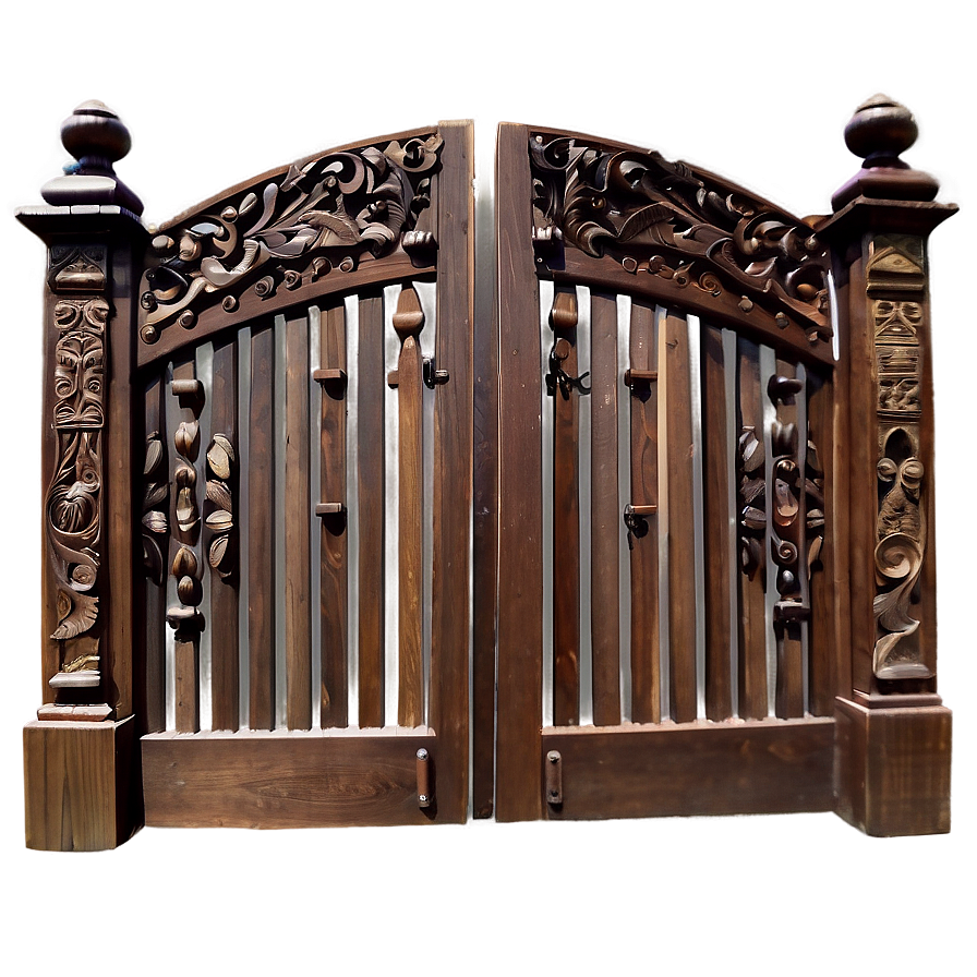 Carved Detail Wood Gate Png 05242024 PNG Image