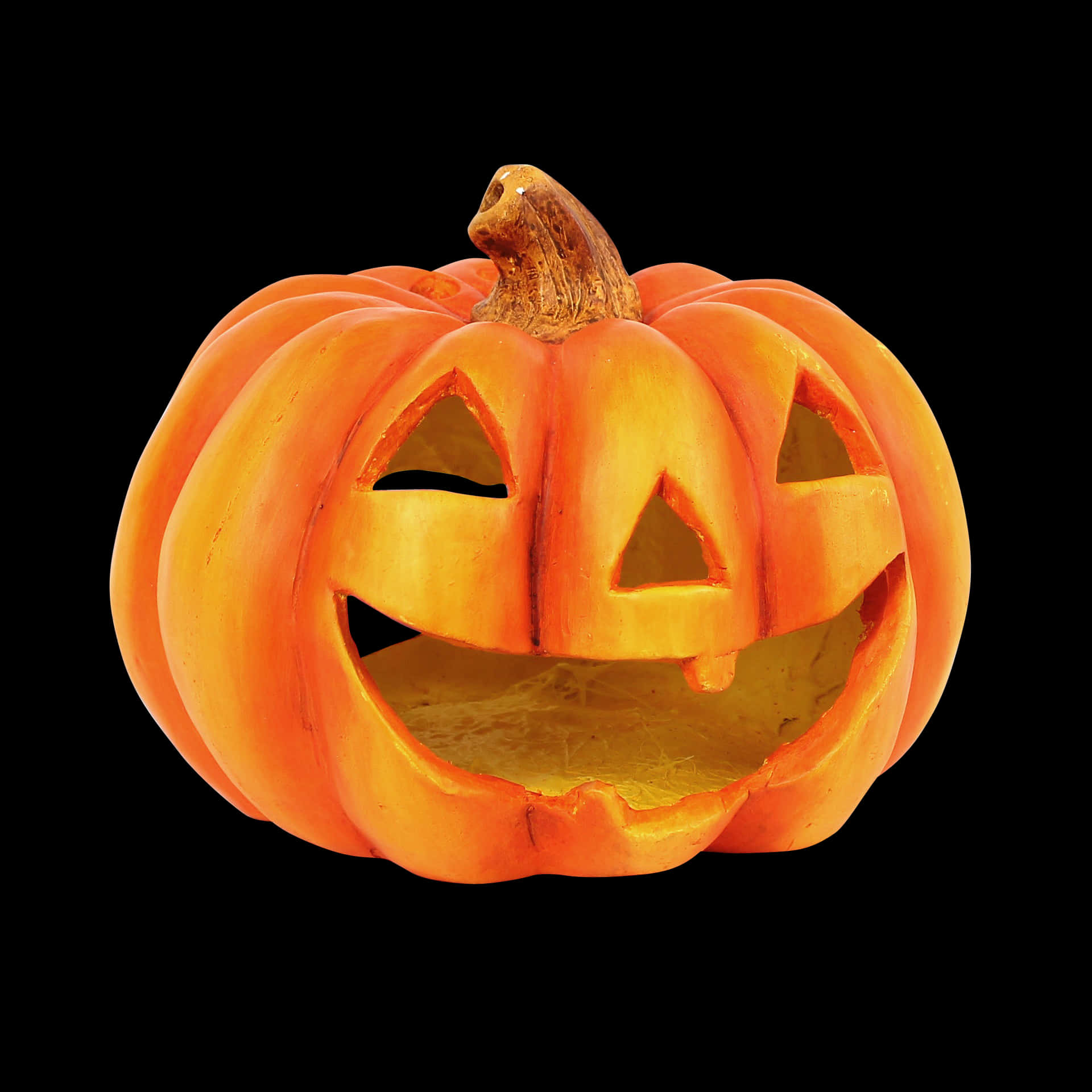 Carved Halloween Pumpkin Black Background PNG Image