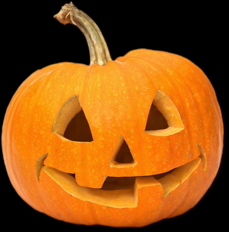 Carved Halloween Pumpkin Black Background PNG Image