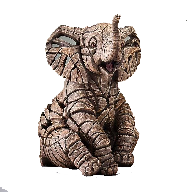 Carved Wooden Elephant Sculpture PNG Image