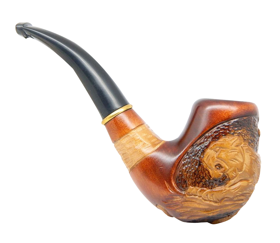 Carved Wooden Tobacco Pipe PNG Image