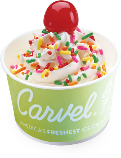 Carvel Ice Cream Cupwith Sprinklesand Cherry PNG Image